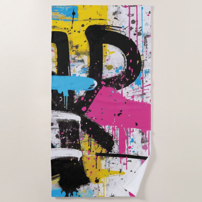 Toalha De Praia Abstract Urban Graffiti Splash Art (Frente)