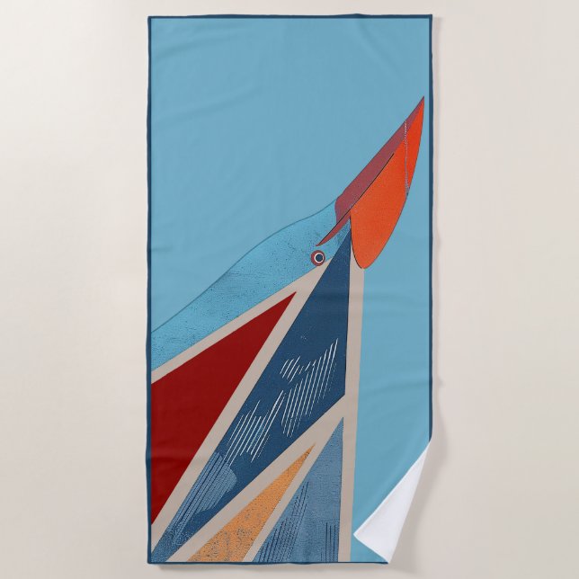 Toalha De Praia Abstrato Bird Beach Towel - Vibrante e Artística (Frente)