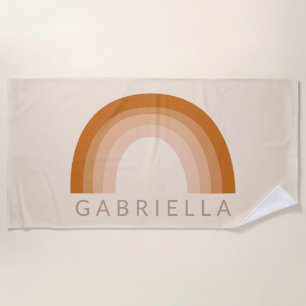 Toalha De Praia Abstrato Boho Desert Rainbow Terracotta Name