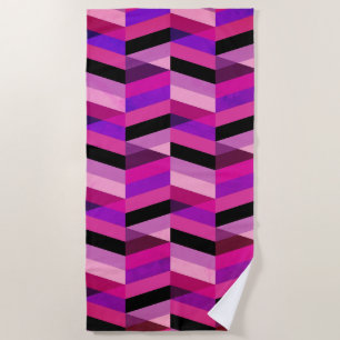 Toalha De Praia Abstrato Chevron/Herringbone   Rúpias e Violetas