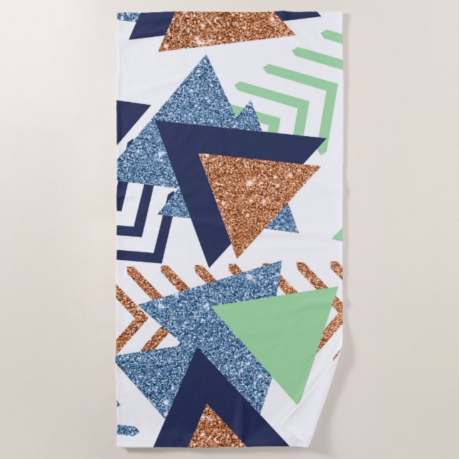 Toalha De Praia abstrato de cores 80s | Rosa Dourado Mint 90s (Frente)