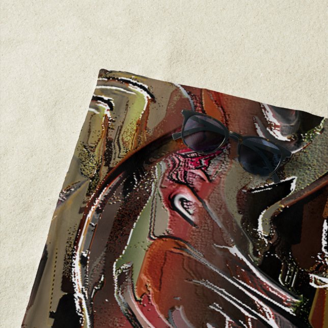 Toalha De Praia Abstrato entalhado em mogno e Escuro Escuro (In Situ)