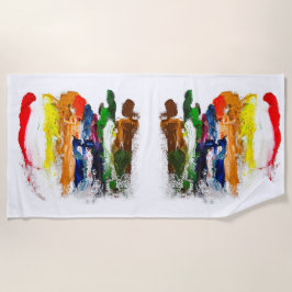 Toalha De Praia Abstrato Expressão de figuras humanas em movimento