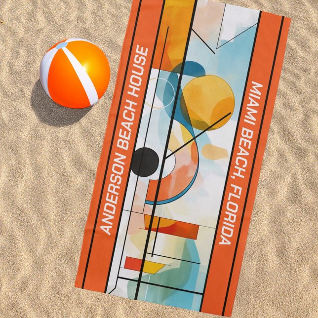 Toalha De Praia Abstrato Geométrico Laranja Personalizado (Criador carregado)