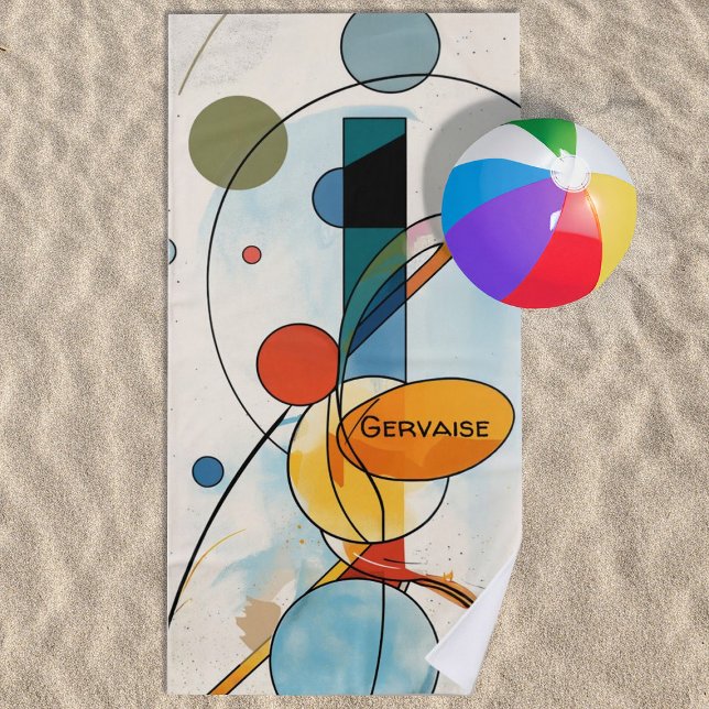 Toalha De Praia Abstrato Geométrico Moderno com Círculos Rítmicos (Personalized Abstract Design Beach Towel)