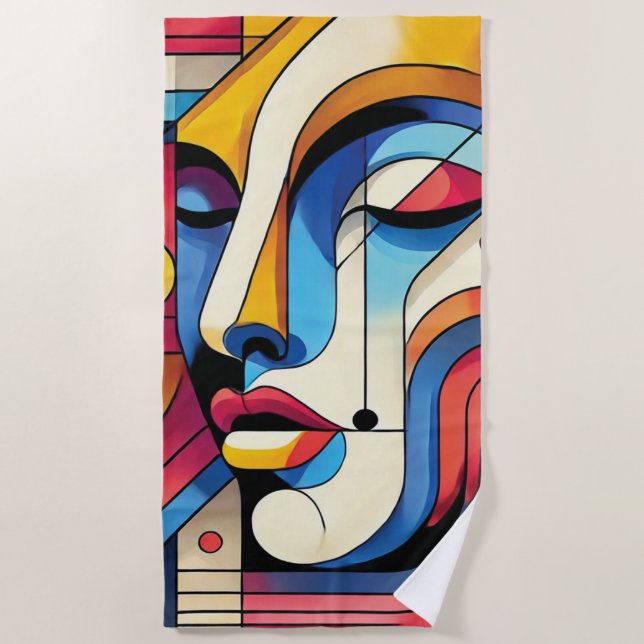 Toalha De Praia Abstrato Geométrico Vibrante (Frente)