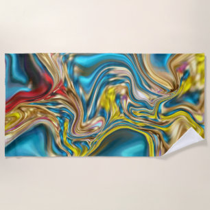 Toalha De Praia abstrato marble espirra azul-azul-turquesa-lacrime