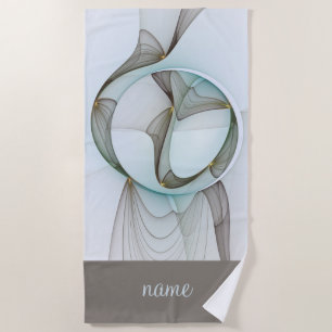 Toalha De Praia Abstrato Modern Blue Brown Dourado Elegance com no
