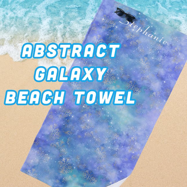 Toalha De Praia Abstrato Night Sky Galaxy Teal Roxo Azul (Abstract Galaxy Night Sky Beach Towel)