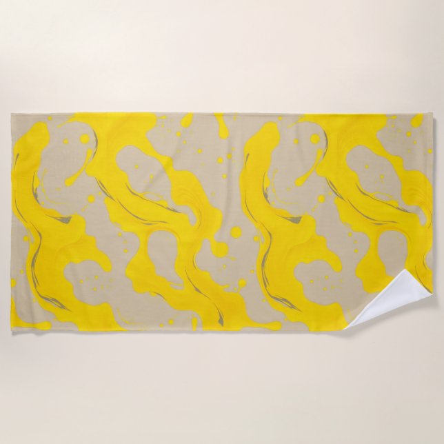 Toalha De Praia Abstrato Orgânico Amarelo (Frente)