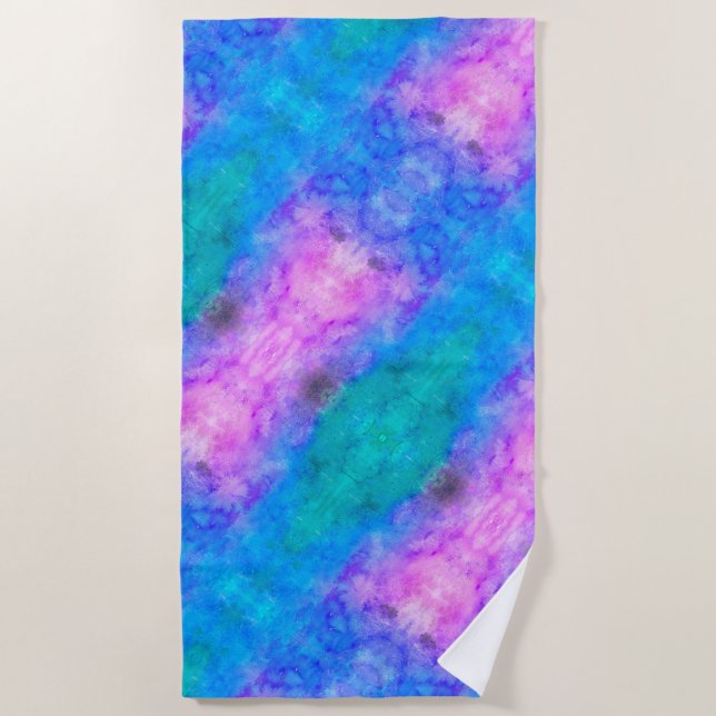 Toalha De Praia Abstrato Pastel Azul, Rosa, Aqua (Frente)