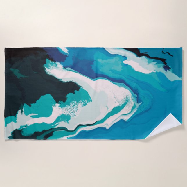 Toalha De Praia Abstrato Pastel Paint Lagoon Edition (Frente)