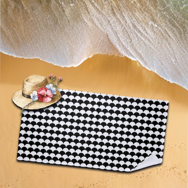 Toalha De Praia Abstrato preto e branco moderno (Criador carregado)