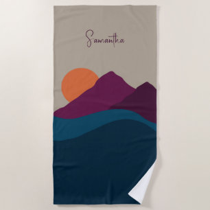 Toalha De Praia Abstrato Queda Autumn Mountain Landscape Sunset
