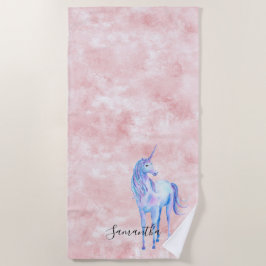 Toalha De Praia Abstrato Rosa Purple Unicorn