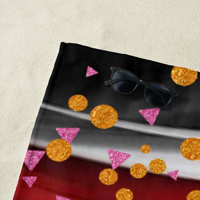 Toalha De Praia Abstrato Vermelho Negro Preto da Praia (In Situ)