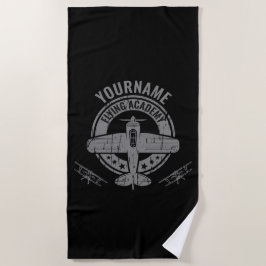 Toalha De Praia Academia Piloto de Avião Vintage Personalizado