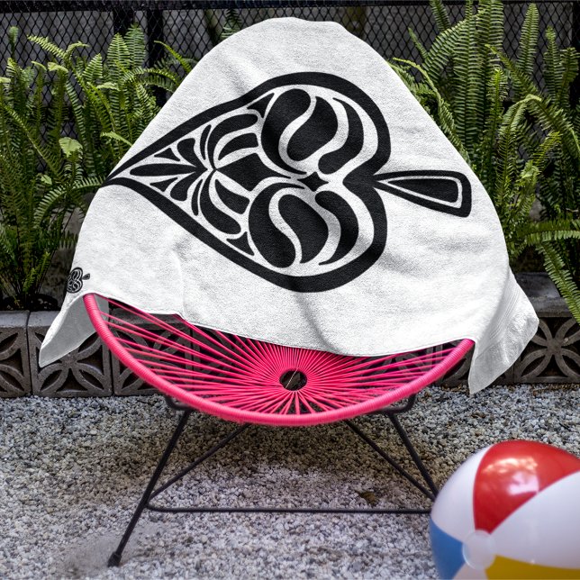 Toalha De Praia Ace de Espadas - Placa Branca e Preta (Criador carregado)