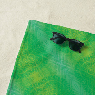 Toalha De Praia Aceitação   Medalhões de Boho Azul Amarelo