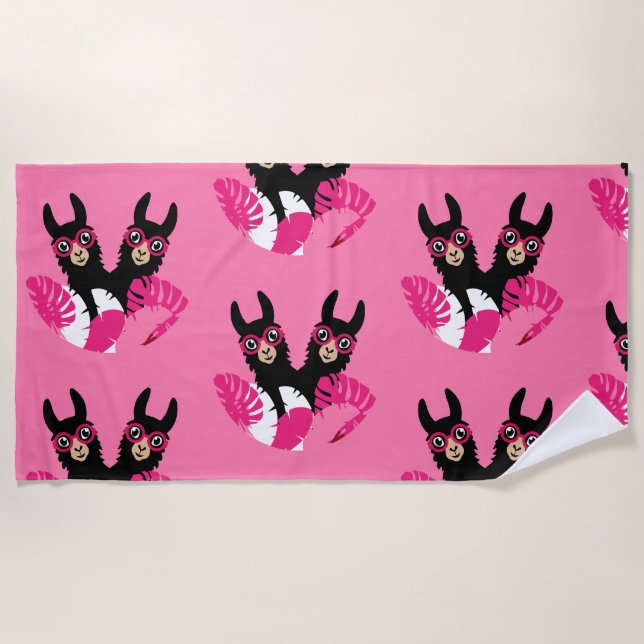 Toalha De Praia Acessórios Llama Alpaca divertidos (Frente)