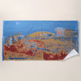 Toalha De Praia Acropolis Athens Blue Beach Towel