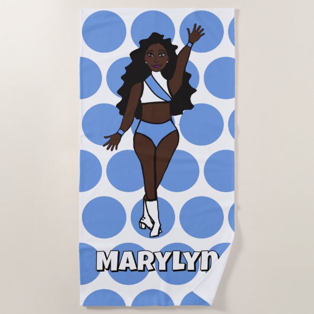 Toalha De Praia Add A Name  Beach Towel Baby Blue /White (Frente)