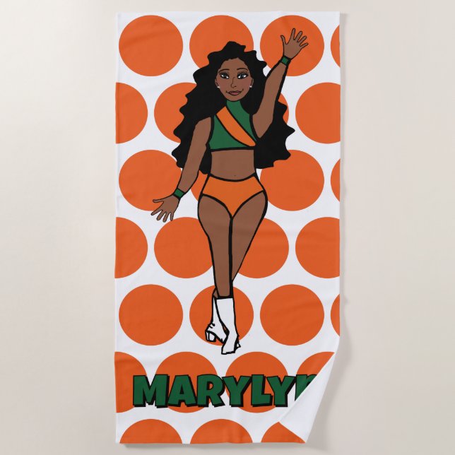 Toalha De Praia Add A Name  Beach Towel Green /Orange (Frente)