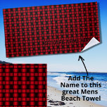 Toalha De Praia Add Name, Red Black Woven Texture<br><div class="desc">Red & Black Woven Textured Pattern - - see my store for lots more great designs.</div>