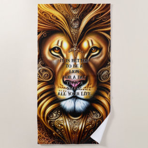 Toalha De Praia Adicionar/apagar texto - Lion Ouro maravilhosament
