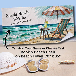 Toalha De Praia Adicionar Nome Texto Sandy Beach Book Club