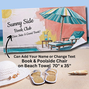 Toalha De Praia Adicionar Nome Texto Sunny Side Pool Book Club