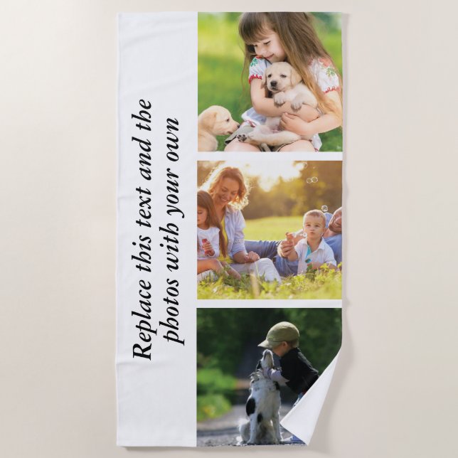 Toalha De Praia Adicionar seu próprio texto e fotos (Frente)