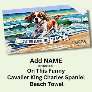 Toalha De Praia Adicione nome, cavaleiro Rei Charles Spaniel em on