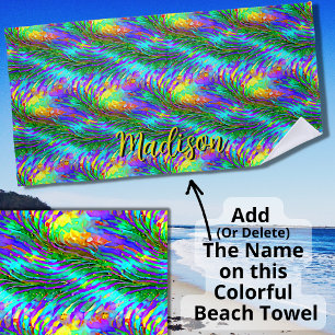 Toalha De Praia Adicione Nome, Engirling Seaweed Green Yellow Aqua