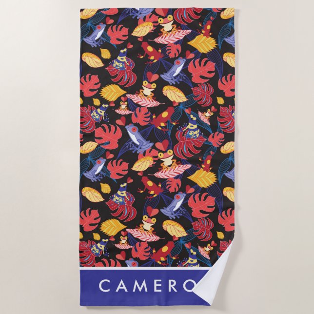 Toalha De Praia Adicione seu teste padrão conhecido de | dos sapos (Frente)