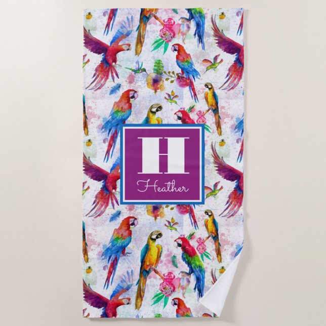 Toalha De Praia Adicione seus papagaios conhecidos do estilo da (Frente)