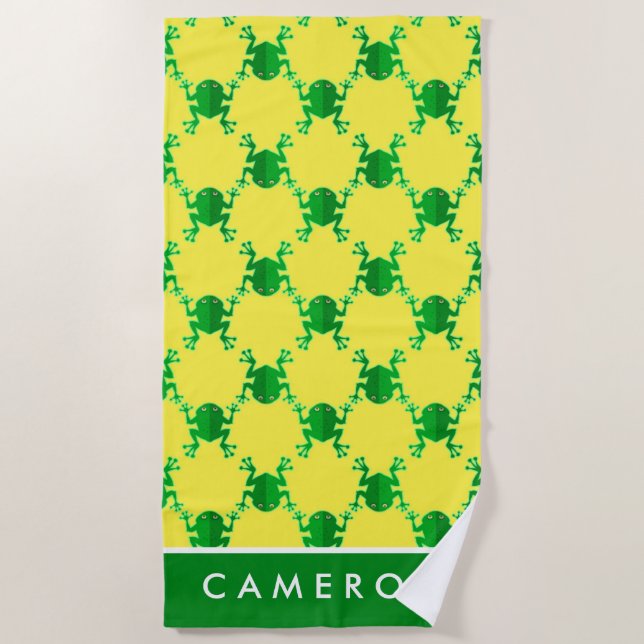 Toalha De Praia Adicione seus sapos | bonitos conhecidos dos (Frente)