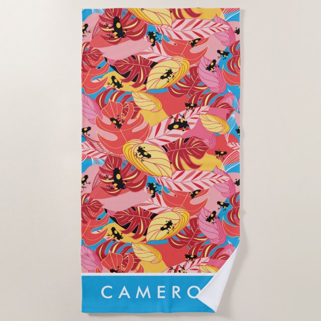 Toalha De Praia Adicione seus sapos conhecidos da selva de | (Frente)