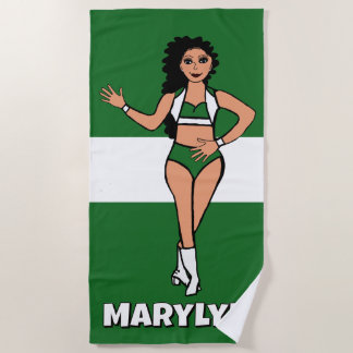 Toalha de Praia Adicione Um Nome Verde/Branco