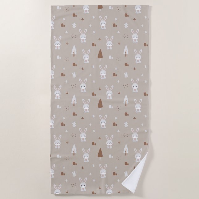 Toalha De Praia Adorable Rabbit Pattern Beach Towel (Frente)