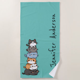 Toalha De Praia Adorável Pilha de Gatinhos Kawaii Personalizada