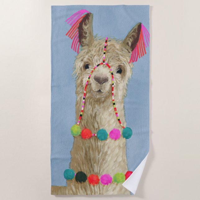 Toalha De Praia Adorned Llama - Beige (Frente)