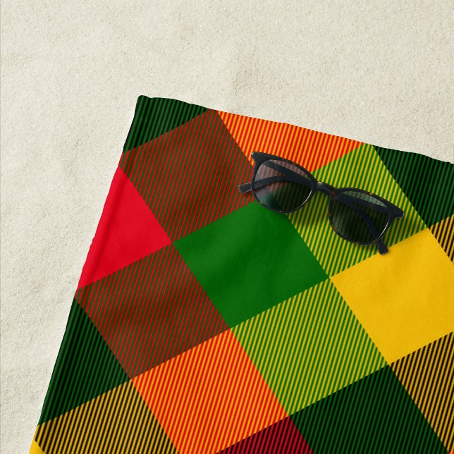 Toalha De Praia  African Rasta Reggae Colours Plaid Pattern Design (Criador carregado)
