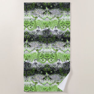 Toalha De Praia Agender Dragon Damask - Agender Pride Flag Cores