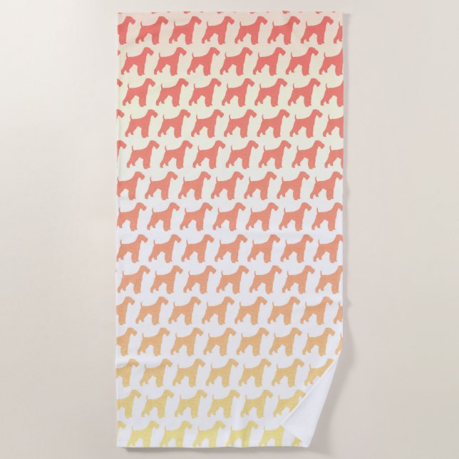 Toalha De Praia Airedale Terrier Silhouettes Pattern (Frente)