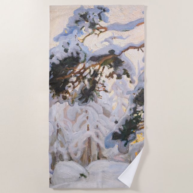 Toalha De Praia Akseli Gallen-Kallela - Floresta no inverno (Frente)