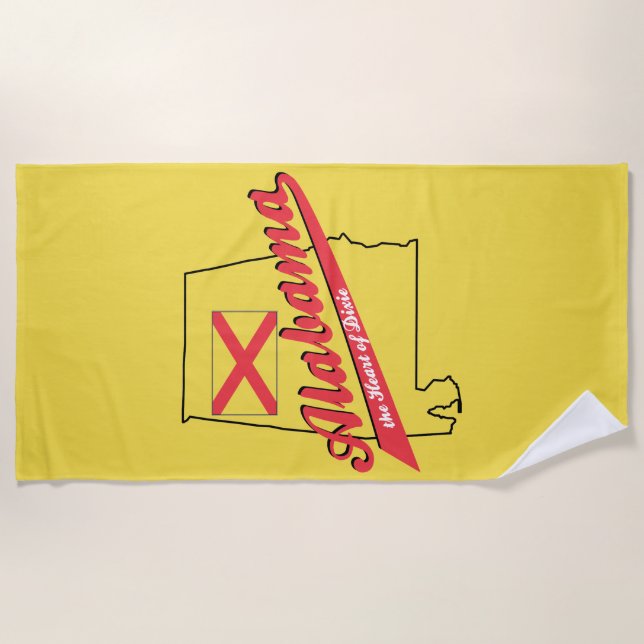 Toalha De Praia Alabama Heart of Dixie (Frente)