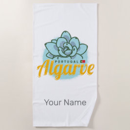 Toalha De Praia Algarve Portugal Flor Suculta Souvenir