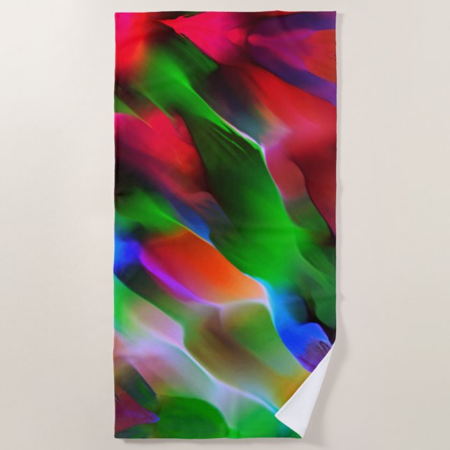 Toalha De Praia Alivio e profundidade verdes e vermelhos escuros (Frente)