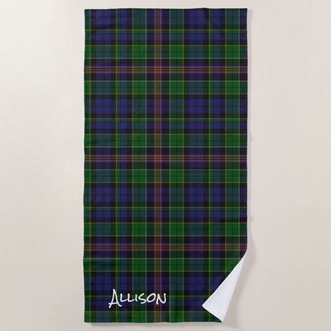 Toalha De Praia Allison Clan Tartan Xadrez Beach Towel (Frente)